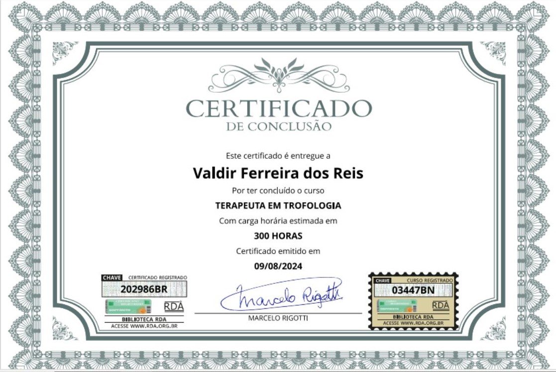 Certificado Trofoterapia