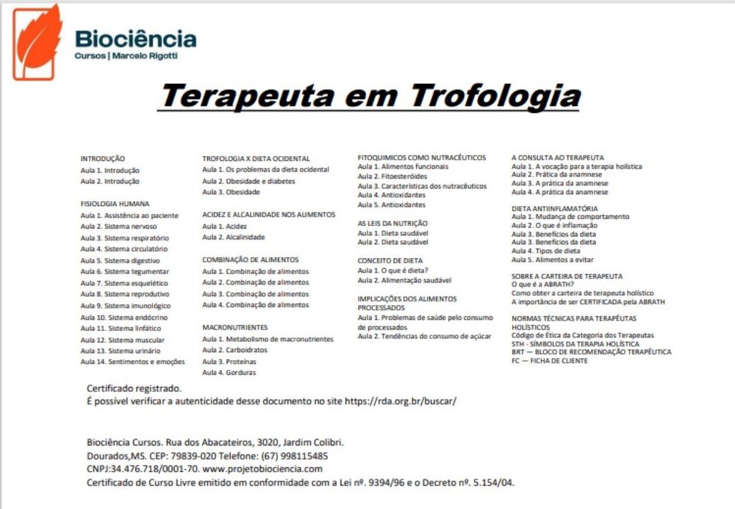 Trofoterapia formação online